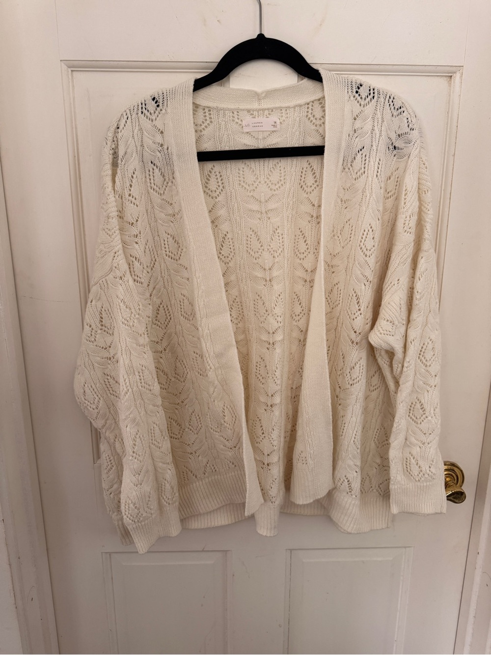 LC Lauren Conrad Cream Open-Knit Cardigan